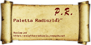 Paletta Radiszló névjegykártya